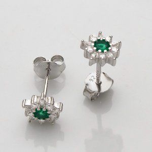 Stunning Emerald CZ Star Earrings, Sterling Silver, Hypoallergenic, Dainty Studs